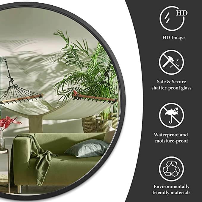 HD Round Mirror with Metal Frame