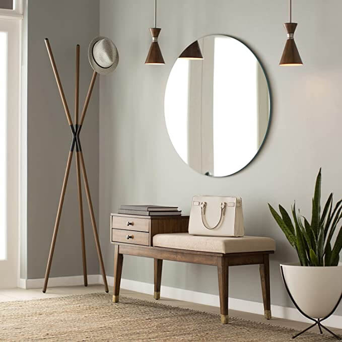Frameless Wall Mounted Polished Round Mirror