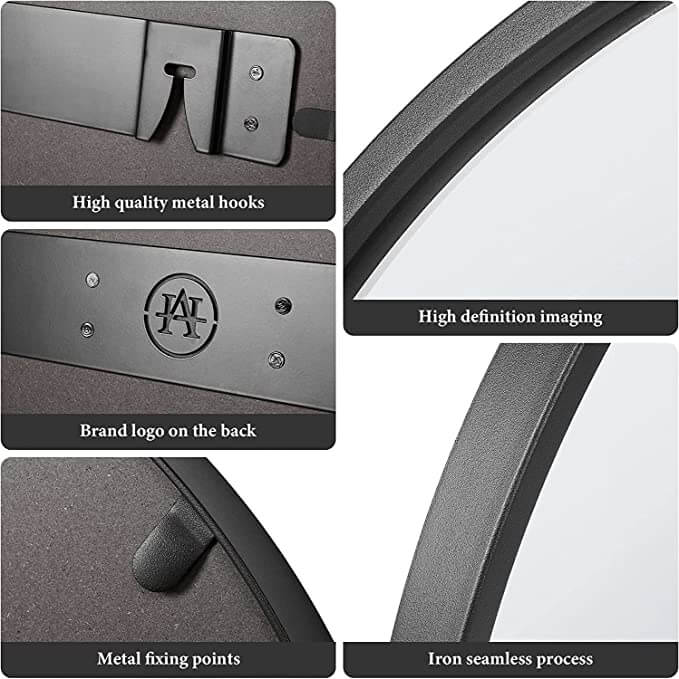 HD Round Mirror with Metal Frame