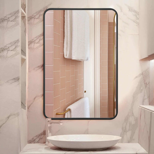 Rounded Corner Mirror with Metal Frame