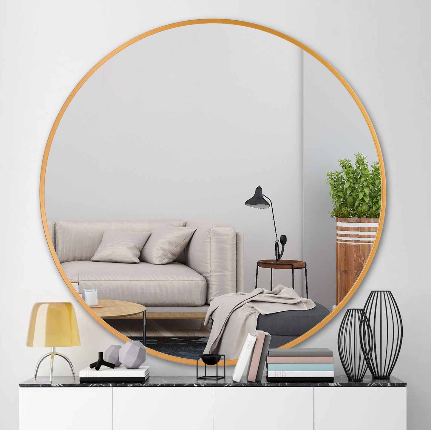 HD Round Mirror with Metal Frame