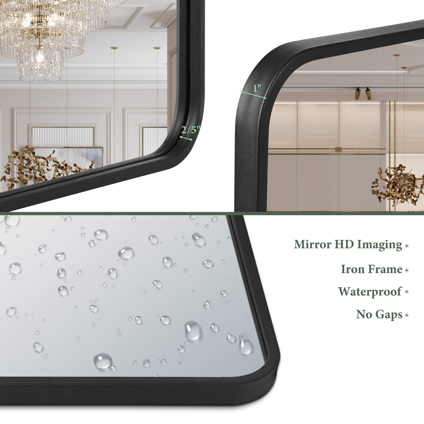 Rounded Corner Mirror with Metal Frame