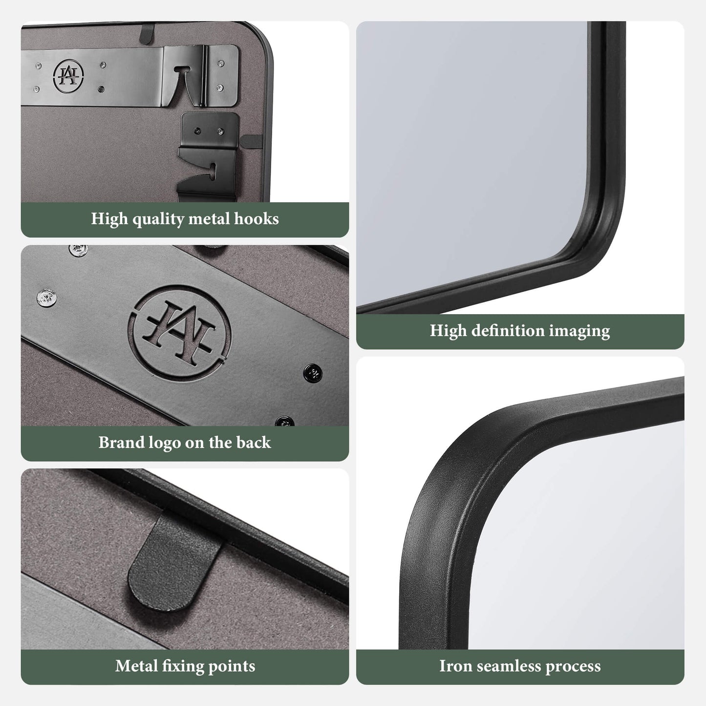 Rounded Corner Mirror with Metal Frame