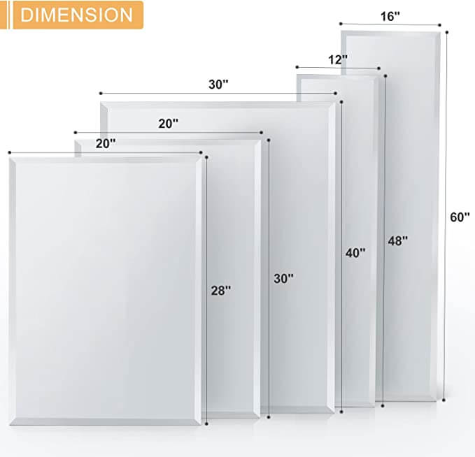 Frameless Rectangle Wall Mirror with Beveled Edge