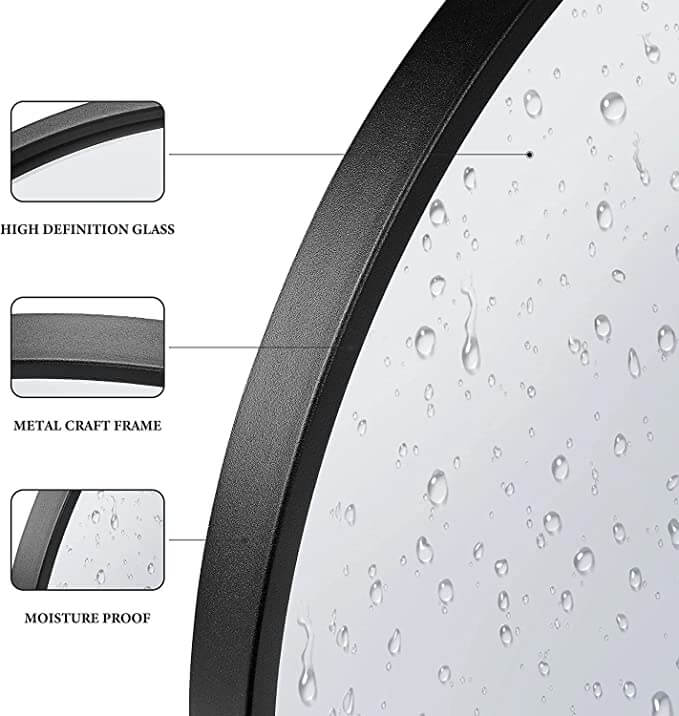 HD Round Mirror with Metal Frame