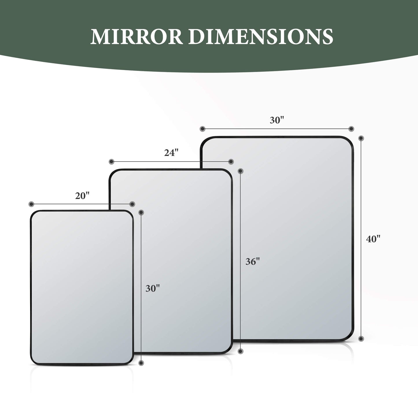 Rounded Corner Mirror with Metal Frame