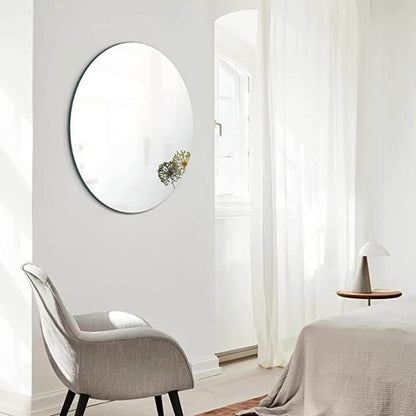 Frameless Wall Mounted Polished Round Mirror