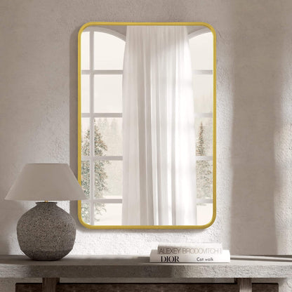 Rounded Corner Mirror with Metal Frame